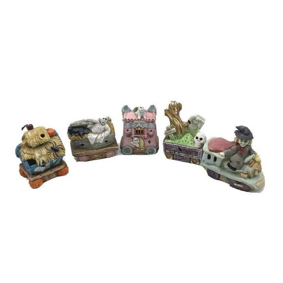Vintage Halloween Train 5 Piece Ceramic - Picture 1 of 11